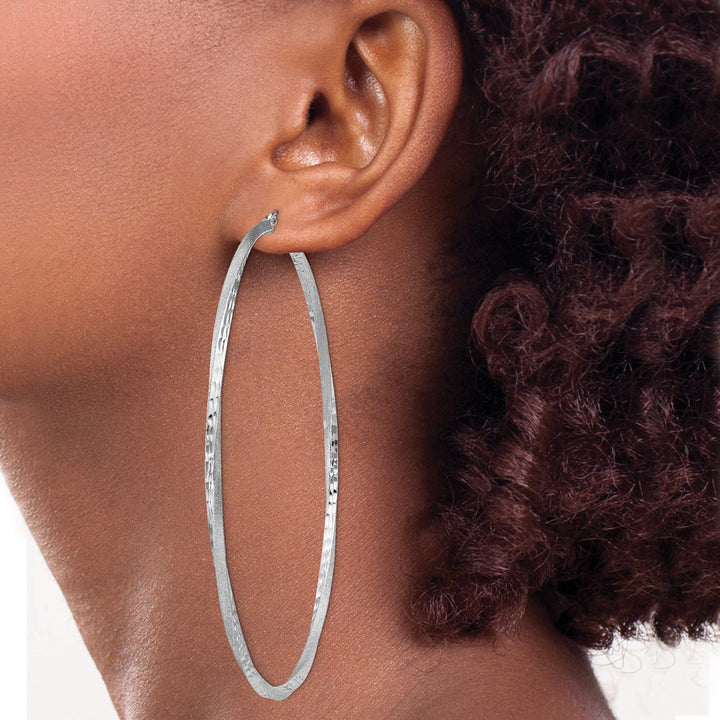 Lovely Rita's Earrings Silver Satin Finished D.C Twisted Hoop Earrings
