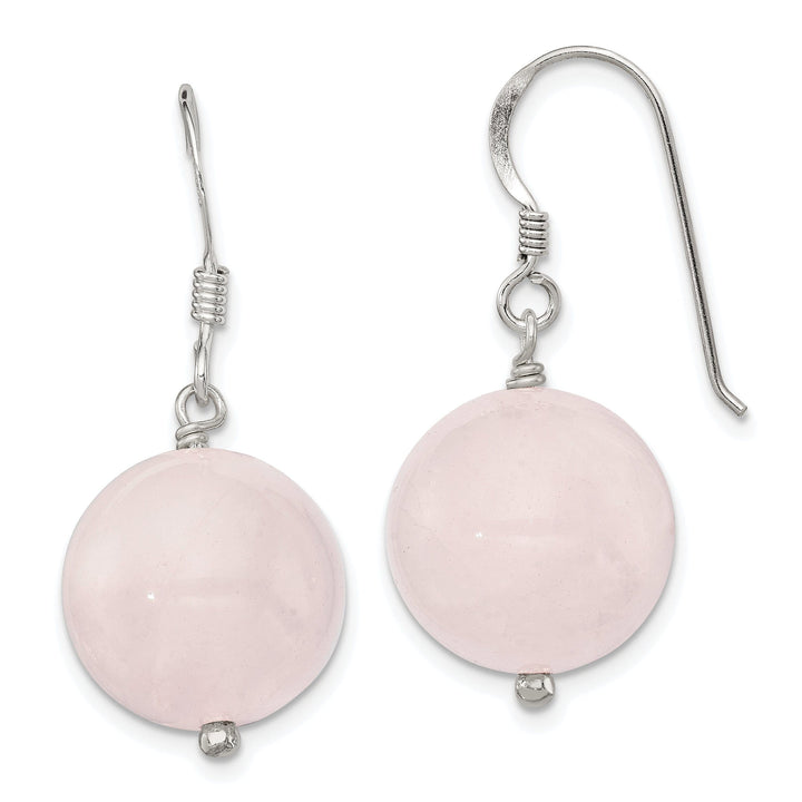 Lovely Rita's Earrings Silver Shepherds Hook Rose Quartz Drop Earrings