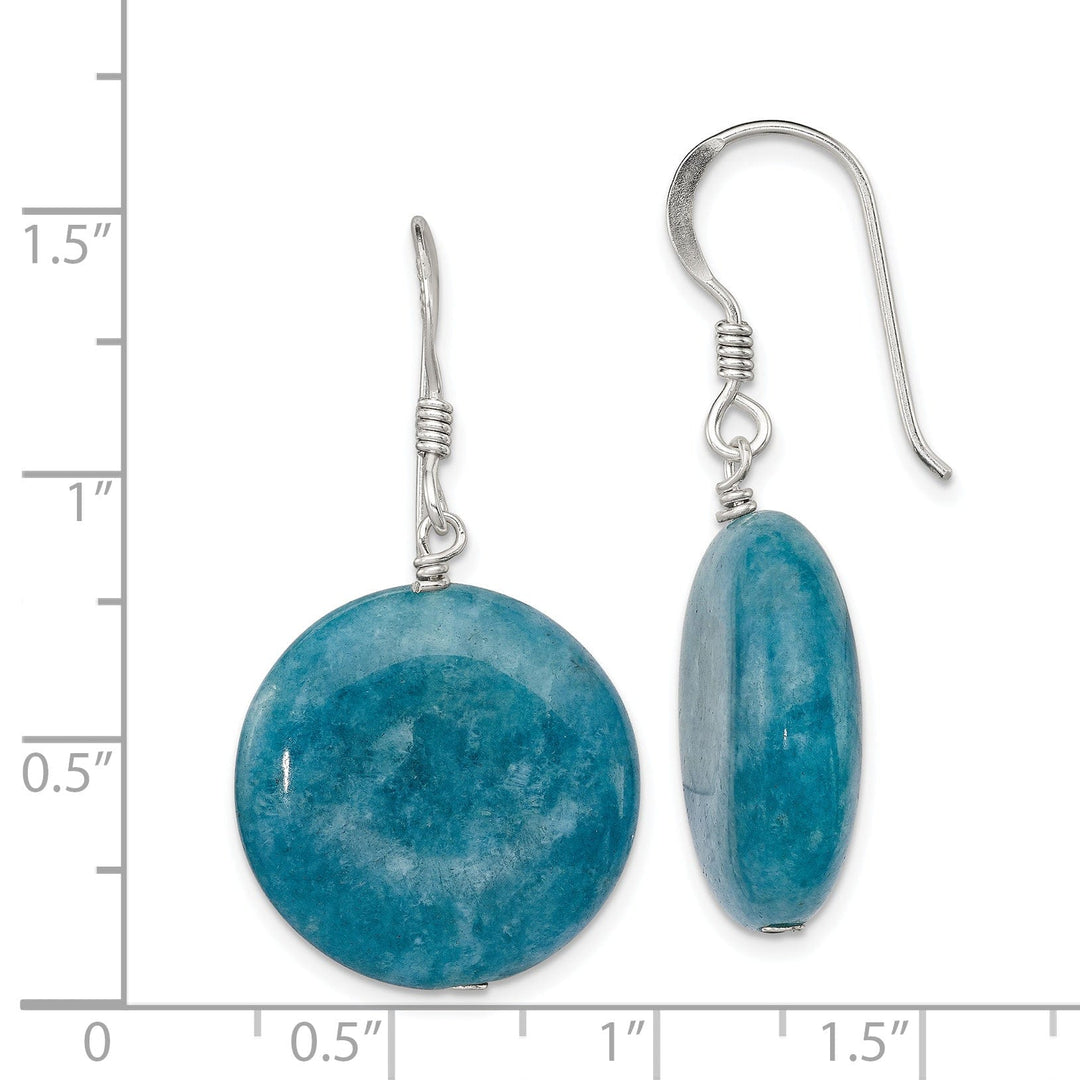 Lovely Rita's Earrings Silver Shepherds Hook Round Blue Agate Earrings