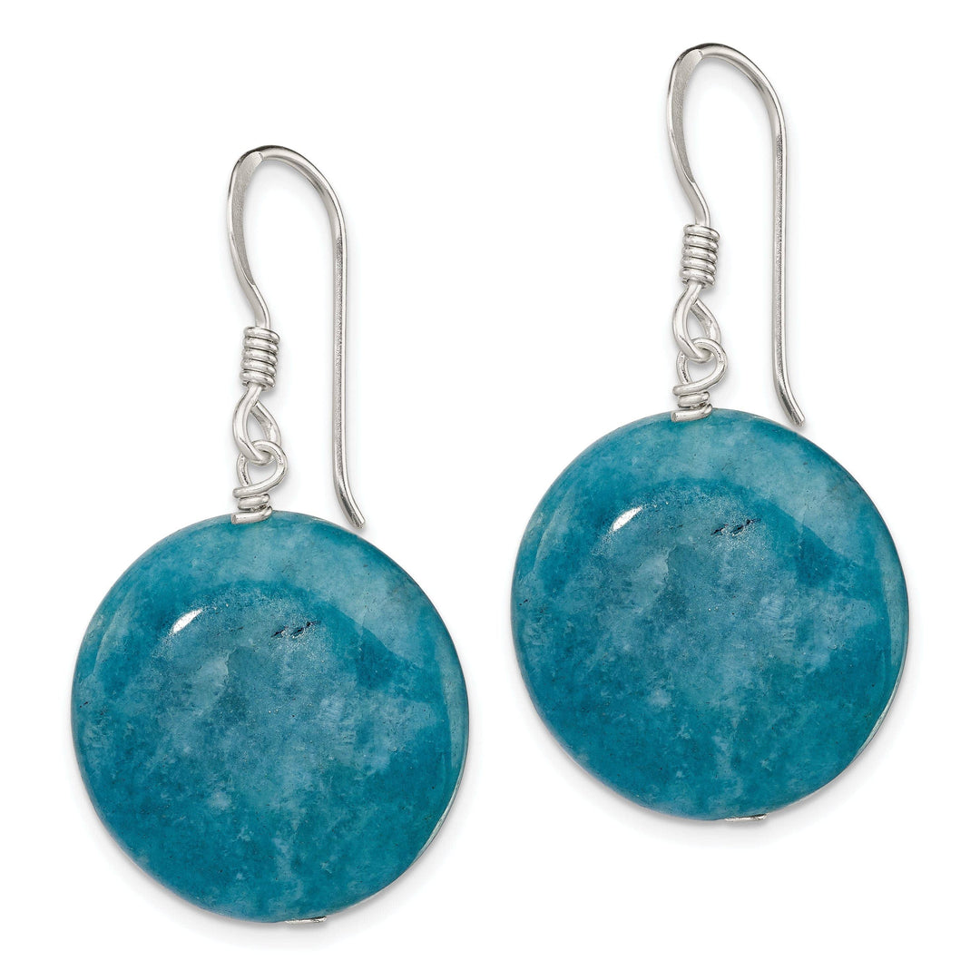 Lovely Rita's Earrings Silver Shepherds Hook Round Blue Agate Earrings