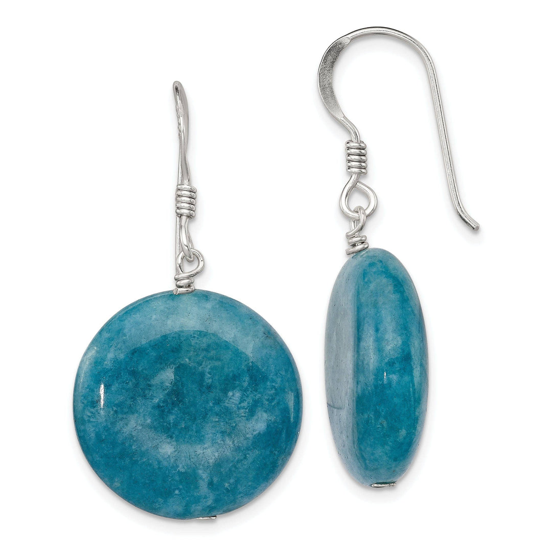 Lovely Rita's Earrings Silver Shepherds Hook Round Blue Agate Earrings