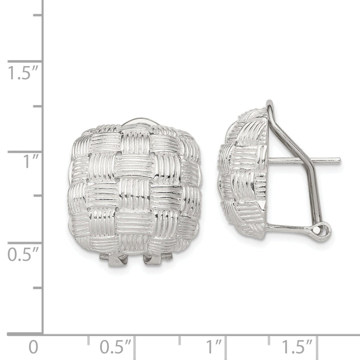 Lovely Rita's Earrings Silver Square Basket Woven Omega Back Earrings