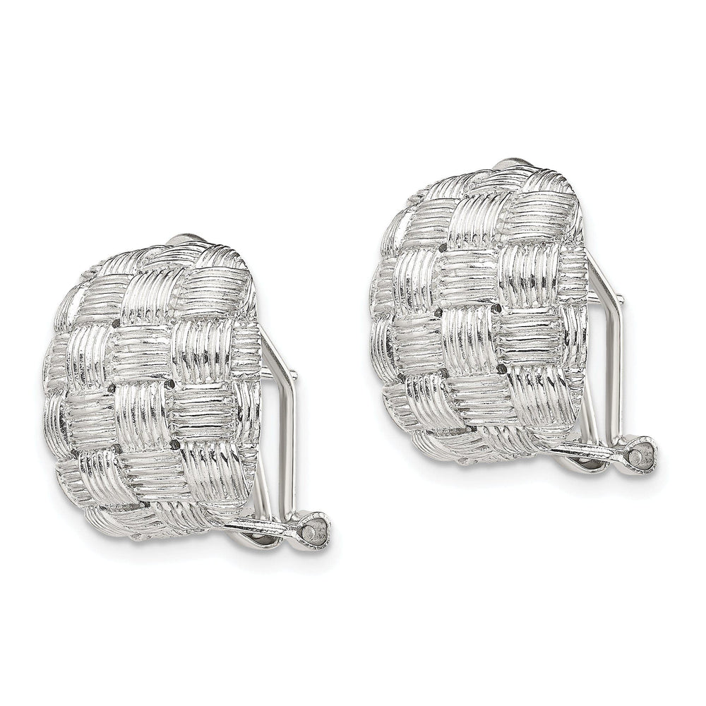 Lovely Rita's Earrings Silver Square Basket Woven Omega Back Earrings