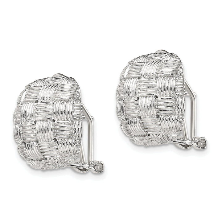 Lovely Rita's Earrings Silver Square Basket Woven Omega Back Earrings