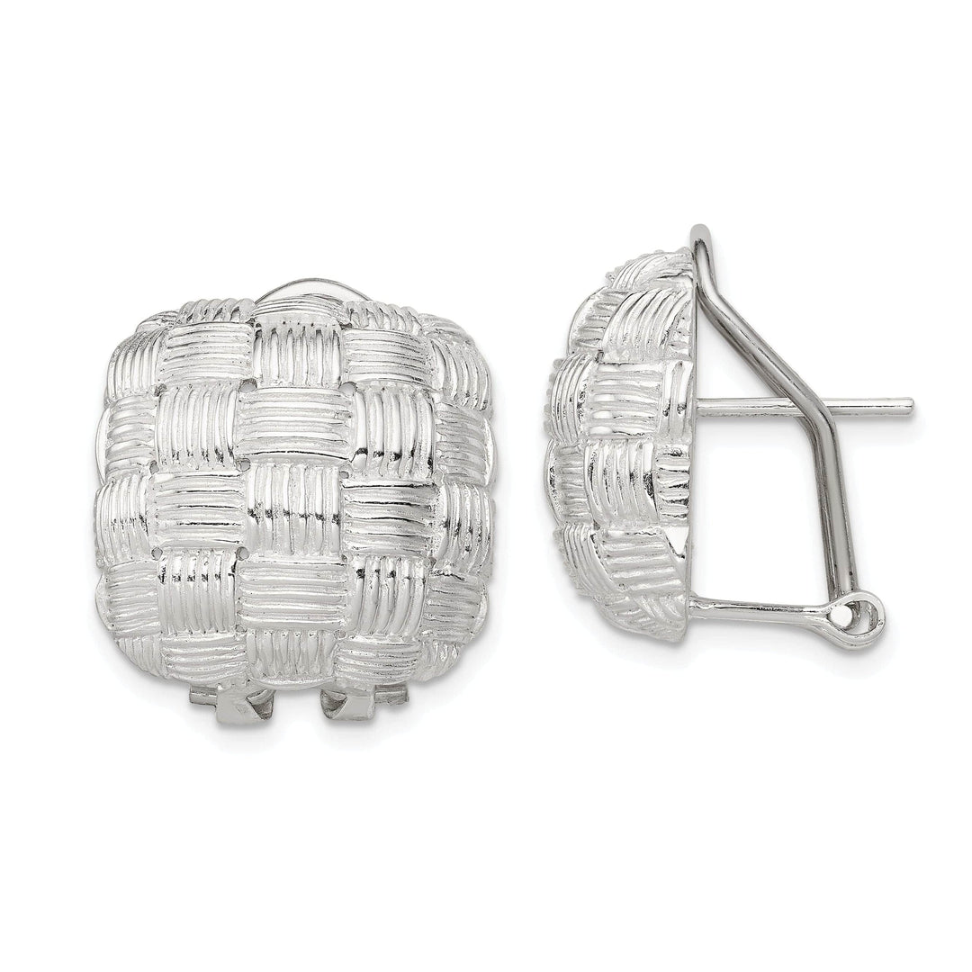 Lovely Rita's Earrings Silver Square Basket Woven Omega Back Earrings
