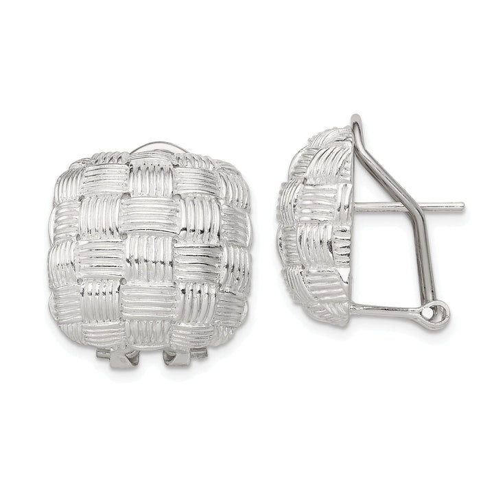 Lovely Rita's Earrings Silver Square Basket Woven Omega Back Earrings