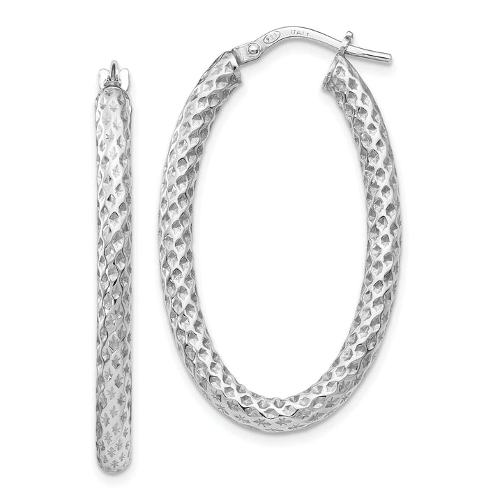 Lovely Rita's Earrings Silver Textured Oval Hinged Hoop Earrings