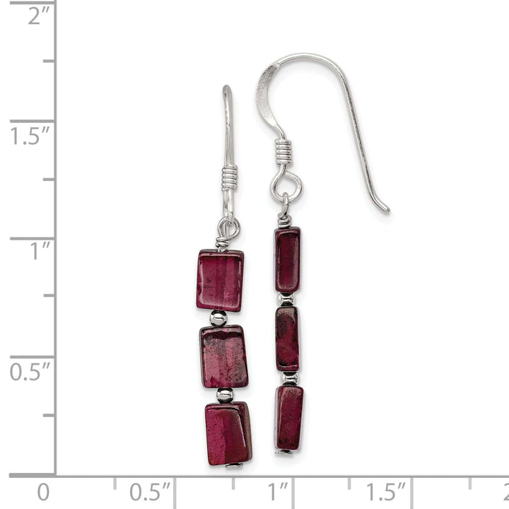 Lovely Rita's Earrings Silver Three Stone Garnet Dangle Earrings