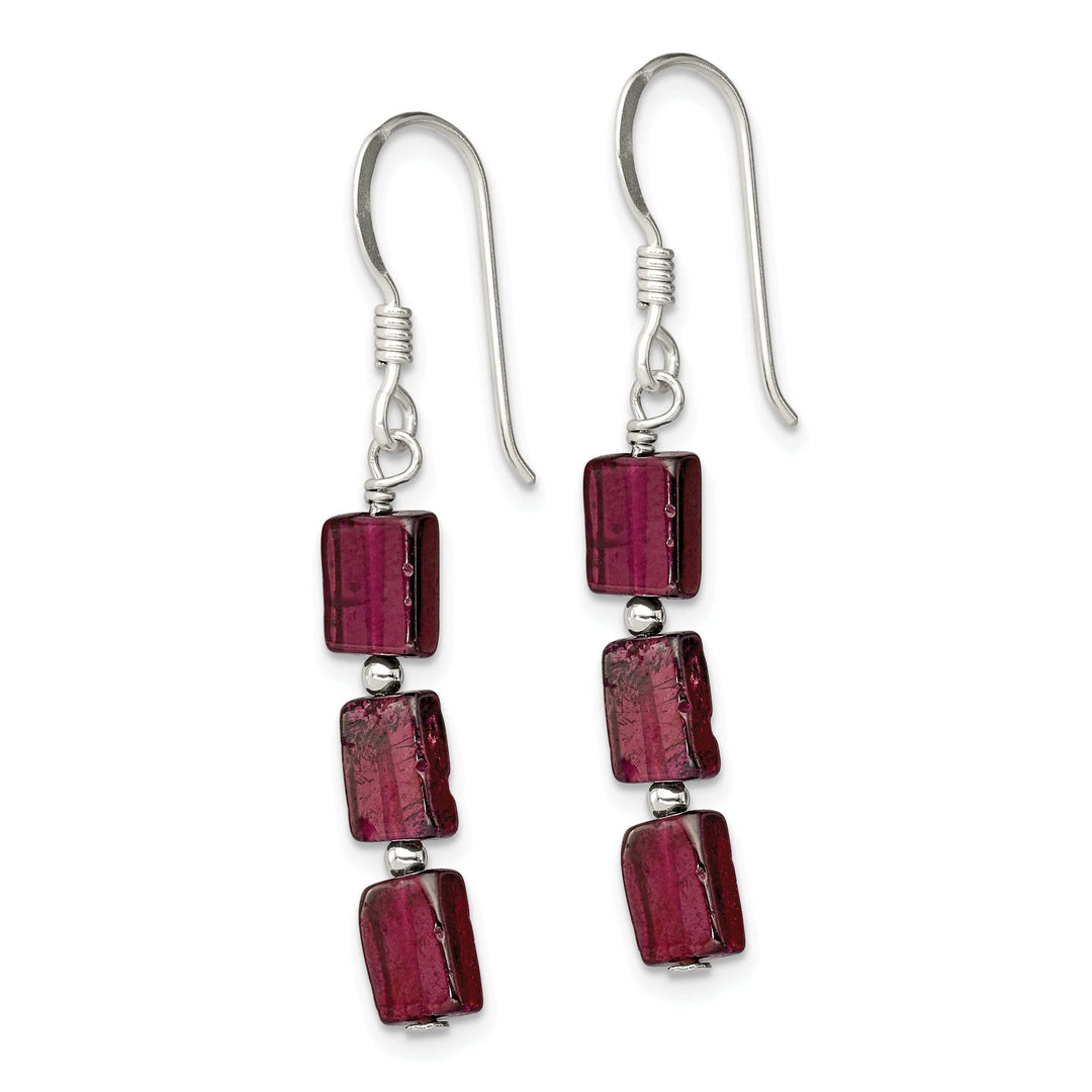 Lovely Rita's Earrings Silver Three Stone Garnet Dangle Earrings