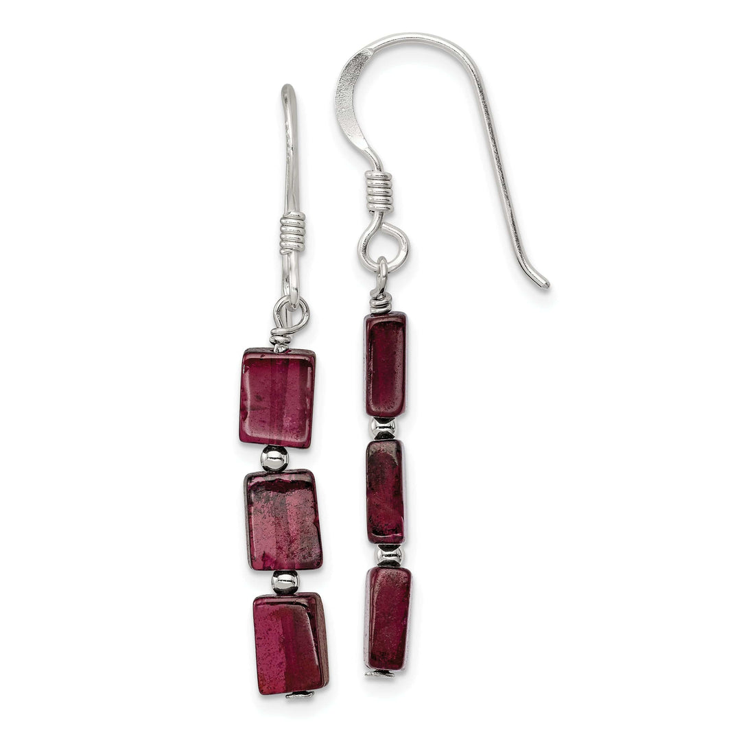 Lovely Rita's Earrings Silver Three Stone Garnet Dangle Earrings