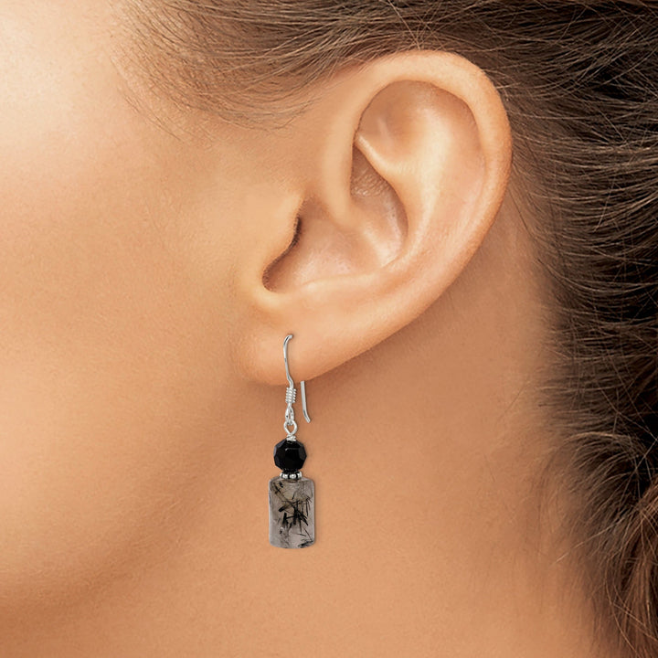 Lovely Rita's Earrings Silver Tourmalinated Quartz Dangle Earrings