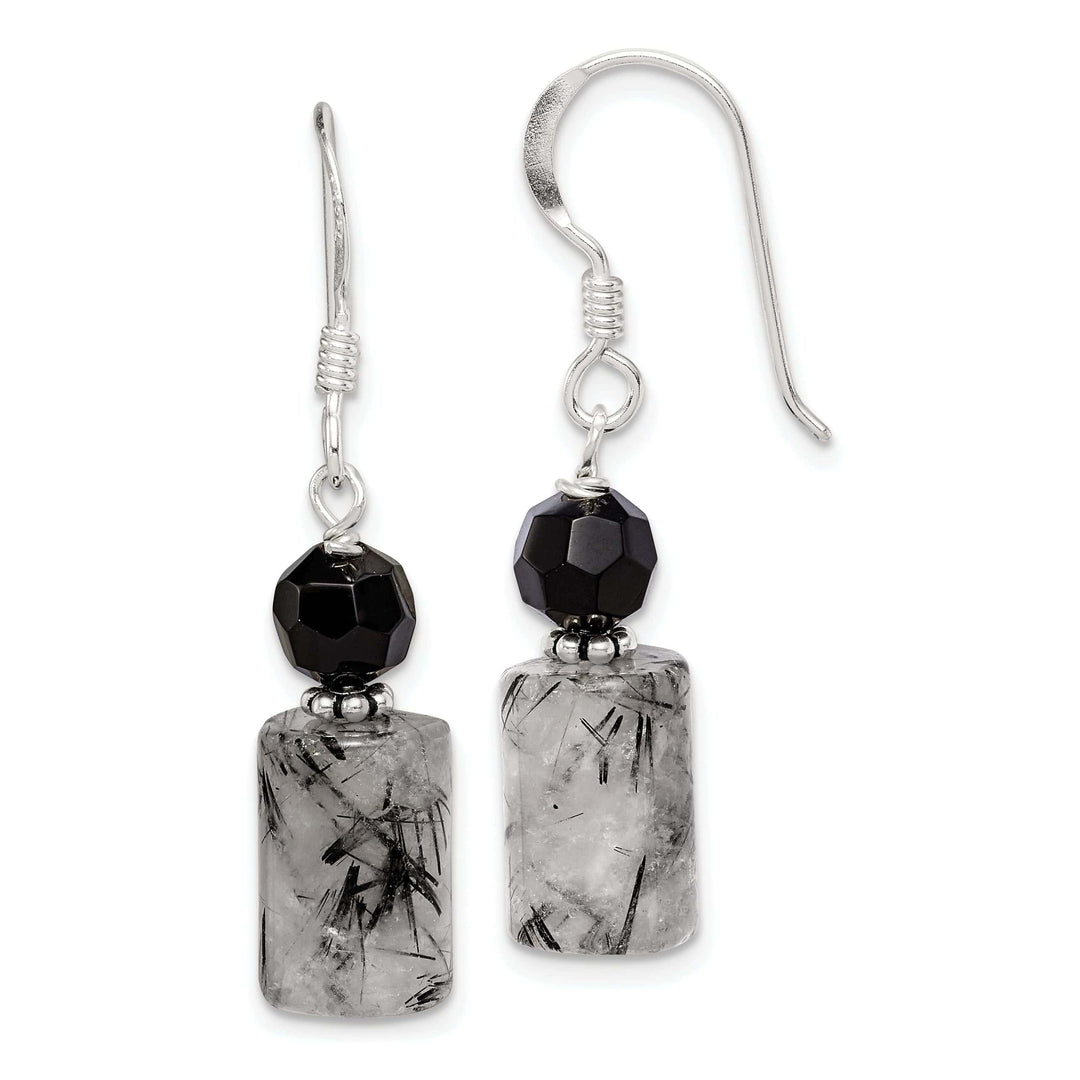 Lovely Rita's Earrings Silver Tourmalinated Quartz Dangle Earrings