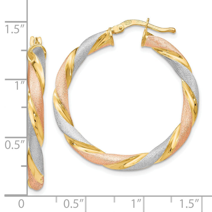 Lovely Rita's Earrings Silver Tri color Twisted Hinged Hoop Earrings