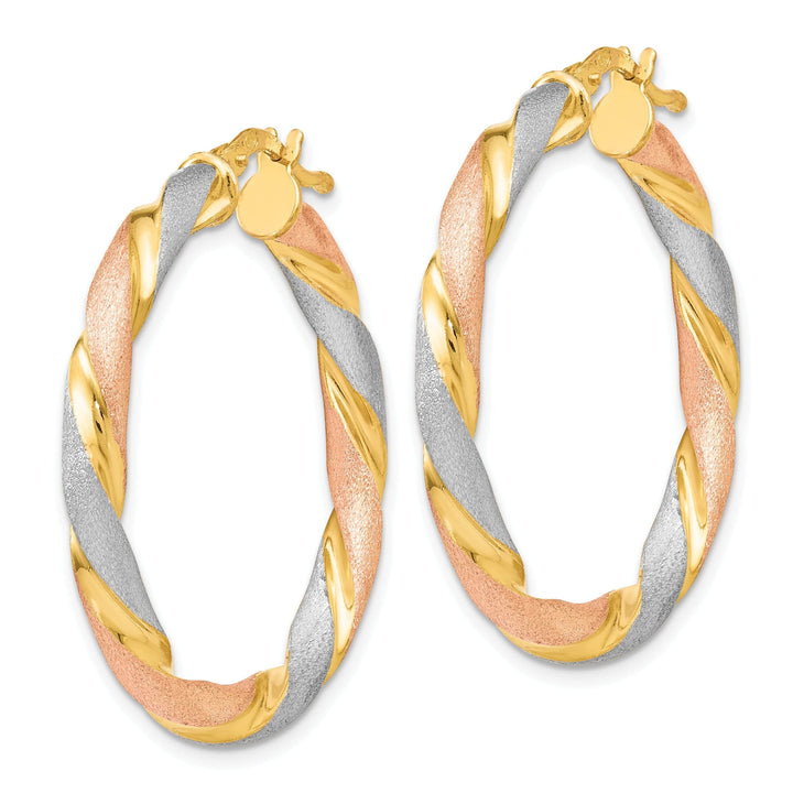 Lovely Rita's Earrings Silver Tri color Twisted Hinged Hoop Earrings