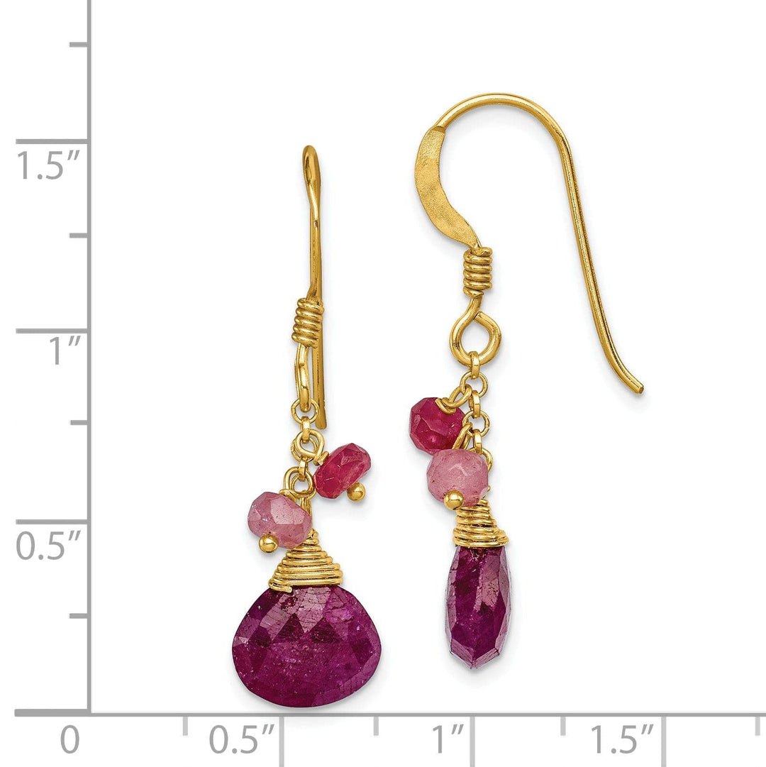 Lovely Rita's Earrings Silver Vermeil Ruby Dangle Hook Earrings