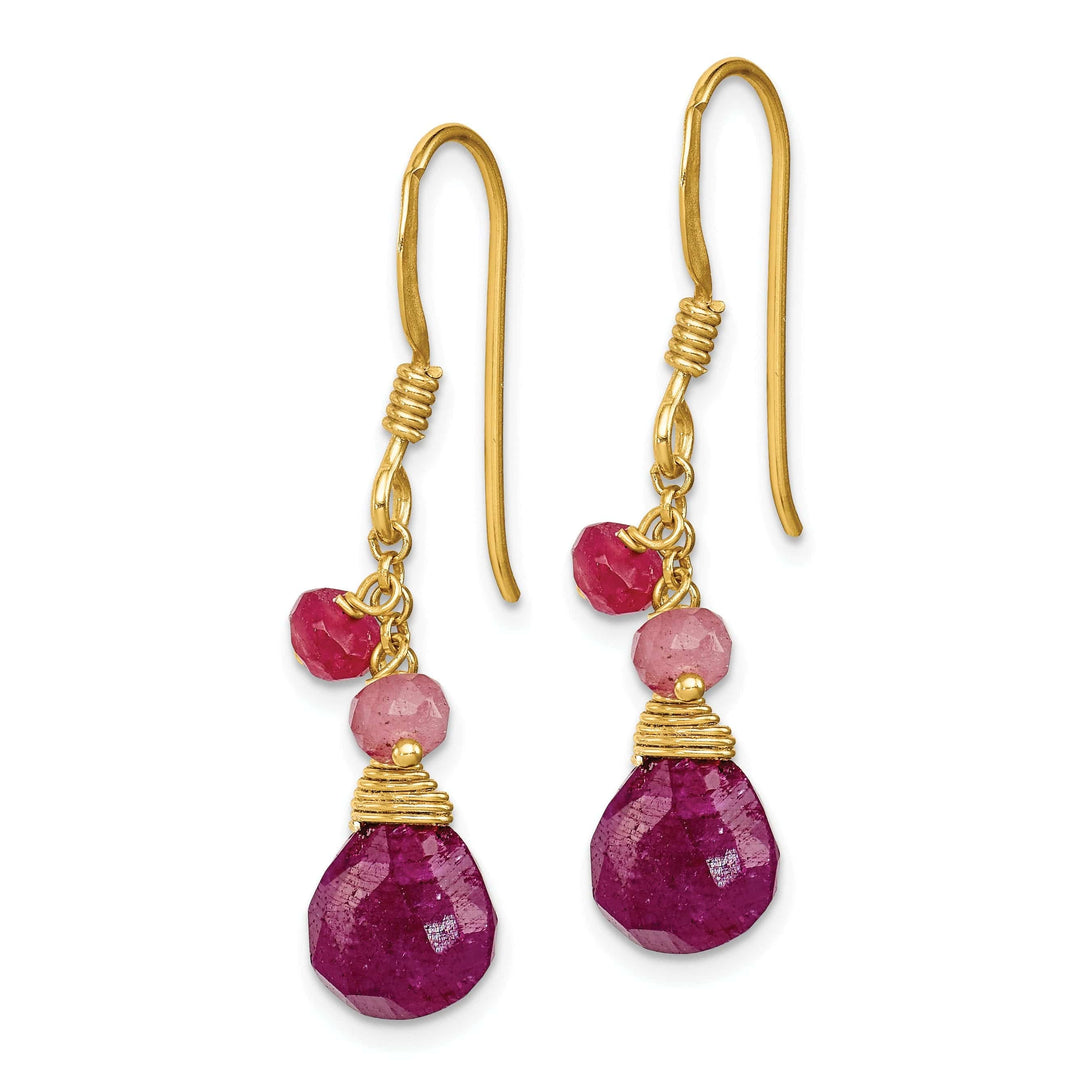 Lovely Rita's Earrings Silver Vermeil Ruby Dangle Hook Earrings