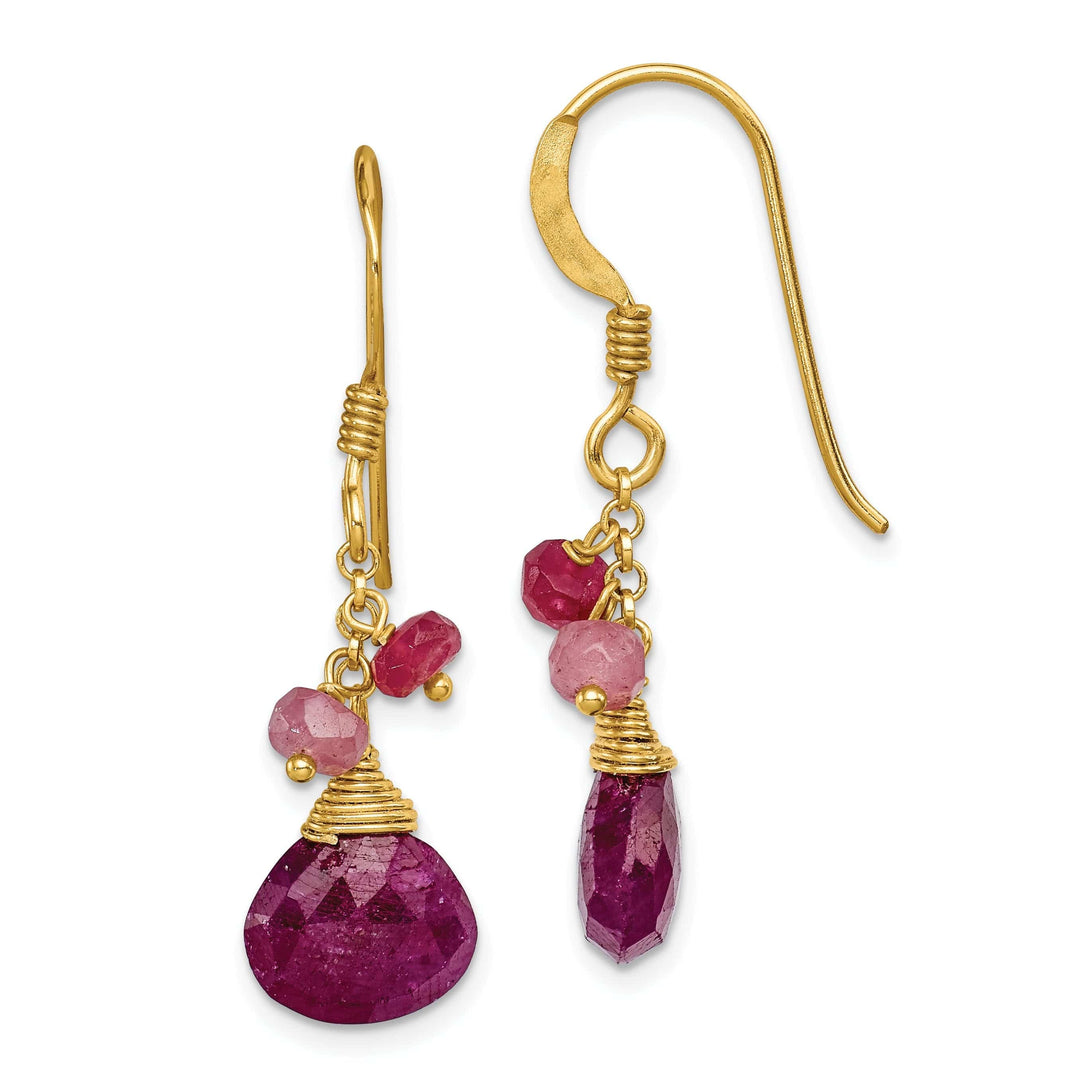 Lovely Rita's Earrings Silver Vermeil Ruby Dangle Hook Earrings