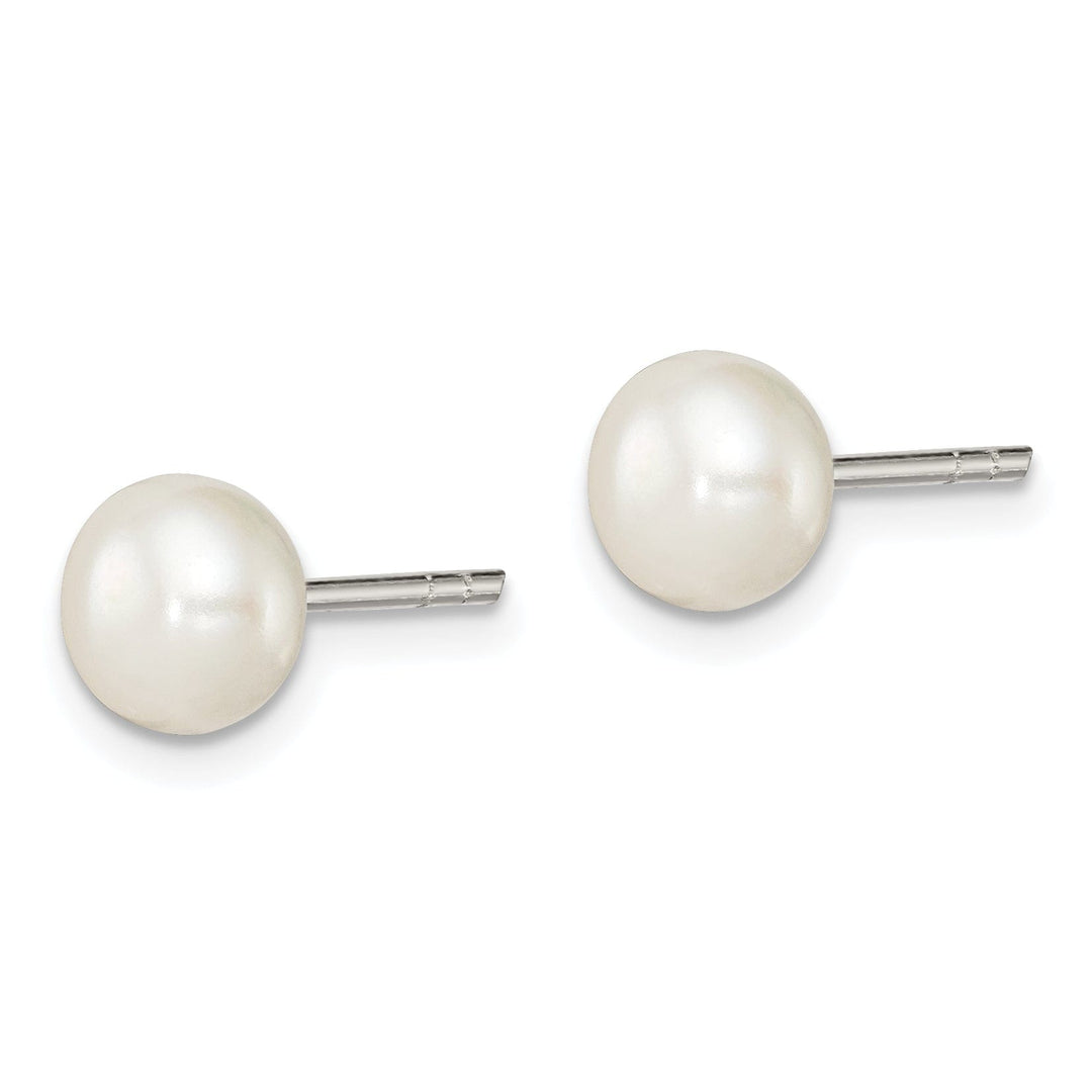 Lovely Rita's Earrings Silver White Fresh Water Pearl Button Earrings