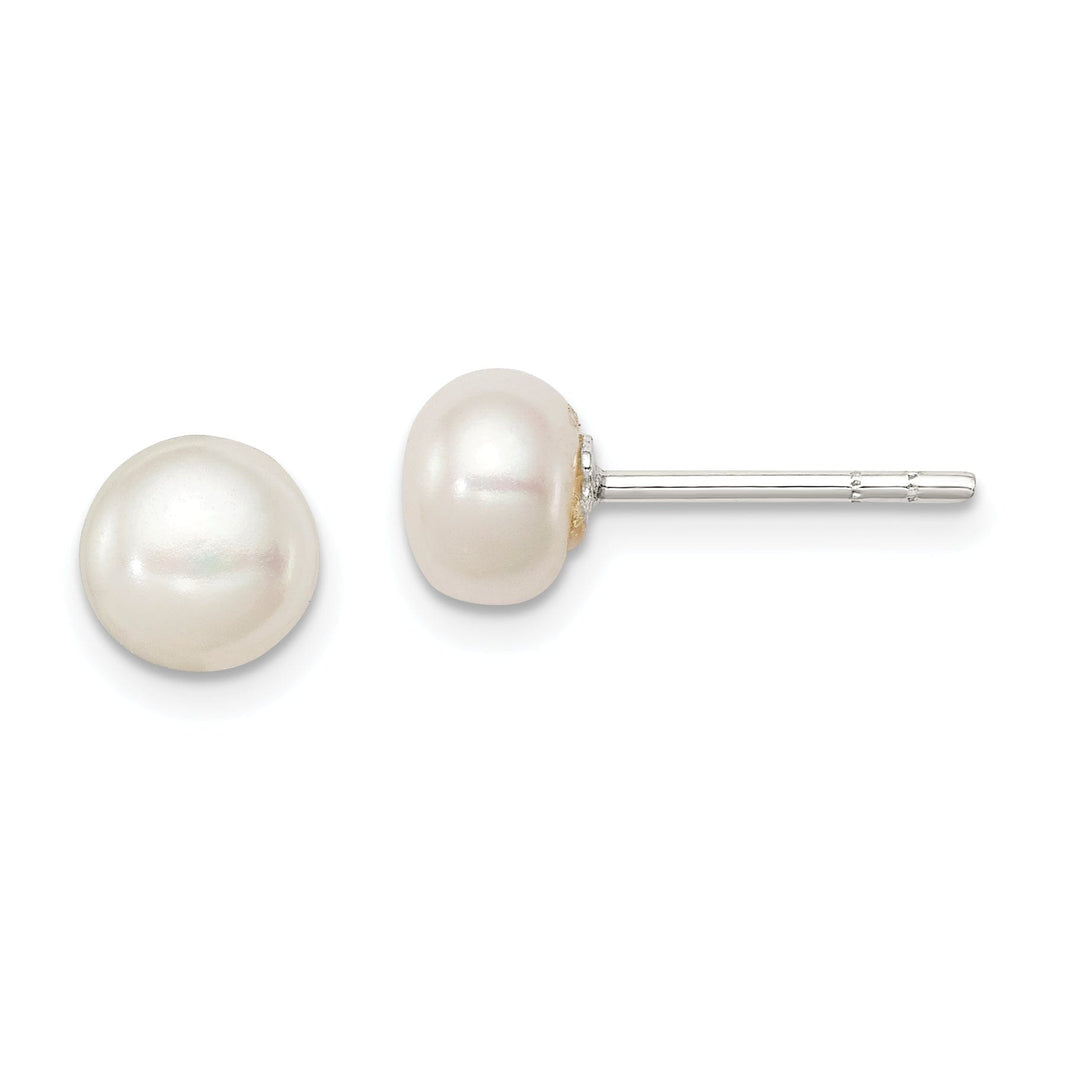 Lovely Rita's Earrings Silver White Fresh Water Pearl Button Earrings