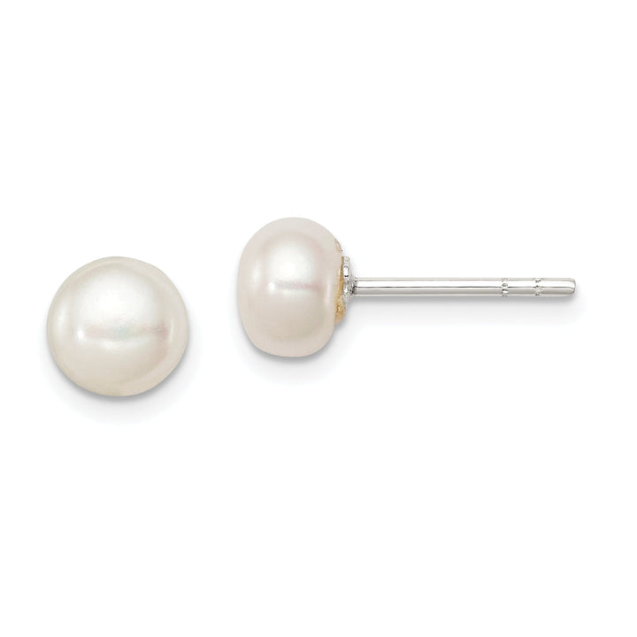 Lovely Rita's Earrings Silver White Fresh Water Pearl Button Earrings