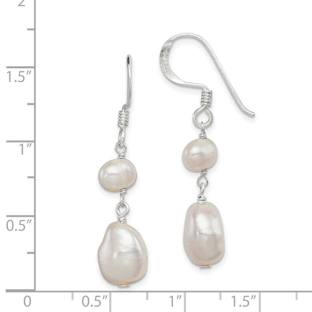Lovely Rita's Earrings Silver White Fresh Water Pearl Dangle Earrings