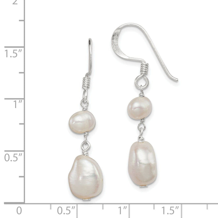 Lovely Rita's Earrings Silver White Fresh Water Pearl Dangle Earrings