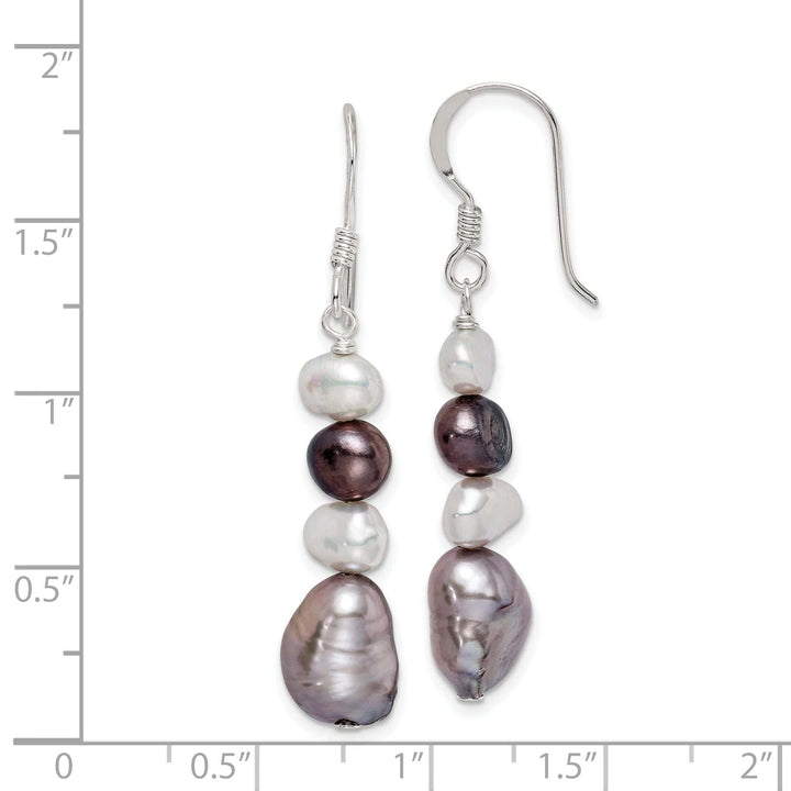 Lovely Rita's Earrings Silver White Grey Fresh Water Pearl Earrings