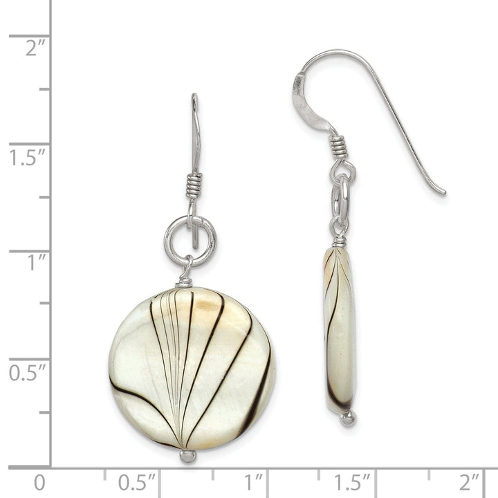 Lovely Rita's Earrings Silver Zebra Mother of Pearl Dangle Earrings