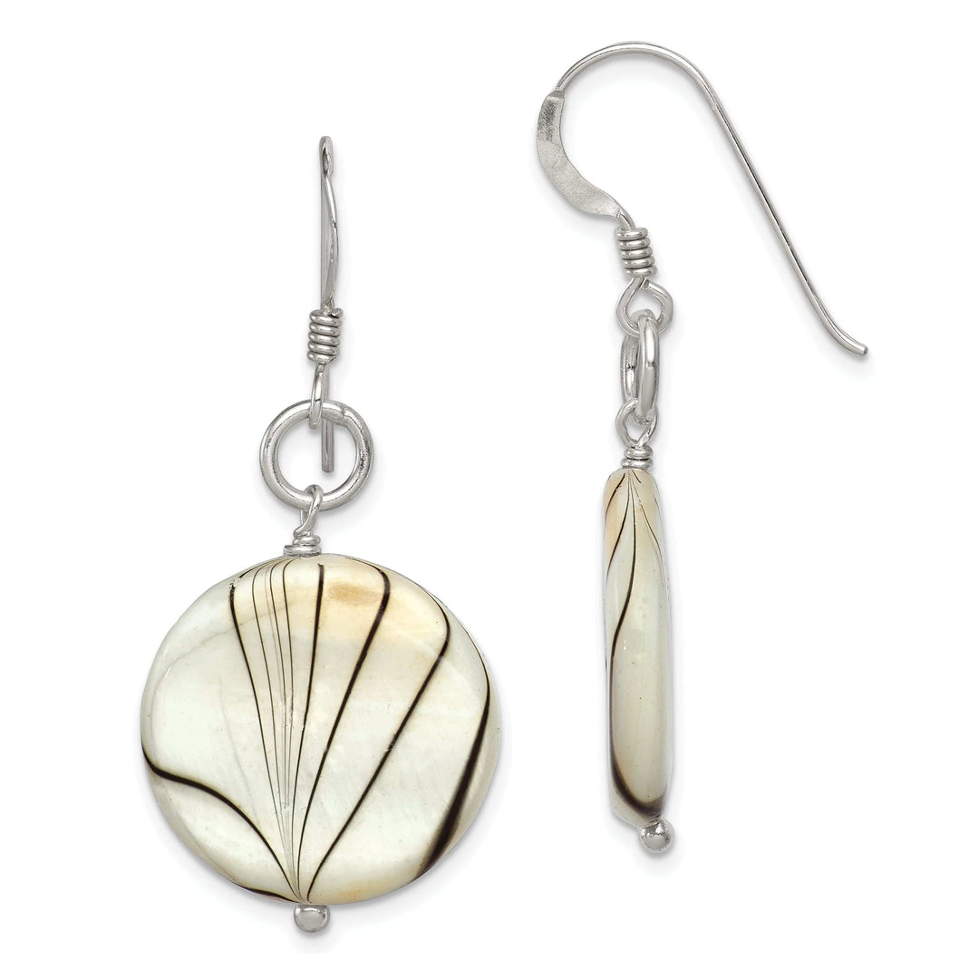 Lovely Rita's Earrings Silver Zebra Mother of Pearl Dangle Earrings