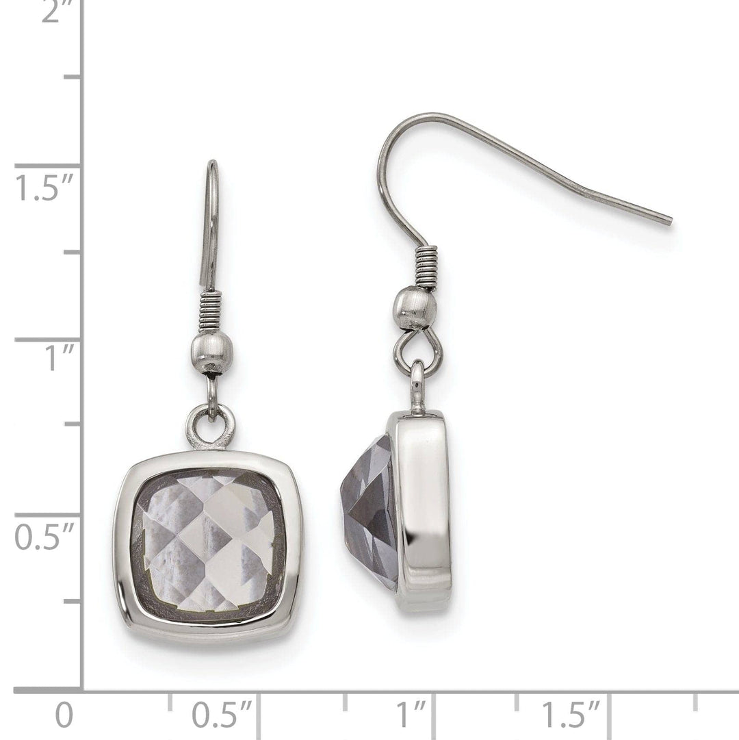 Chisel Earrings Stainless Square Glass Shepherd Hook Earrings