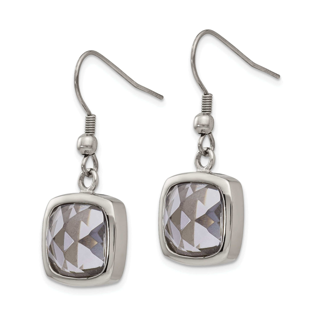 Chisel Earrings Stainless Square Glass Shepherd Hook Earrings