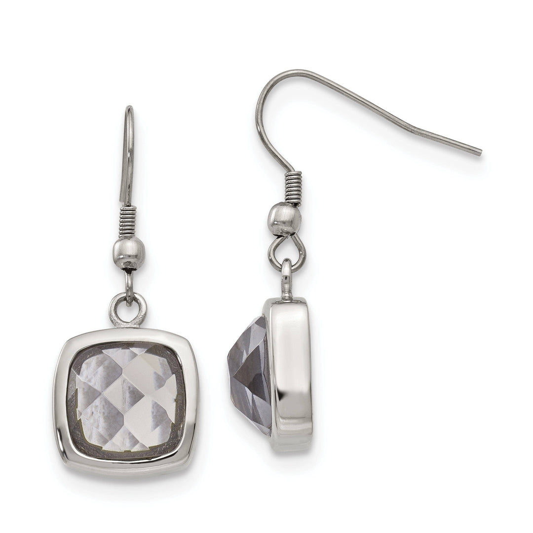 Chisel Earrings Stainless Square Glass Shepherd Hook Earrings