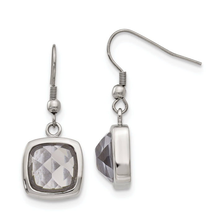 Chisel Earrings Stainless Square Glass Shepherd Hook Earrings