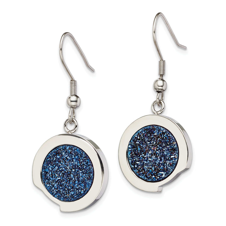 Chisel Earrings Stainless Steel Blue Druzy Stone Earrings
