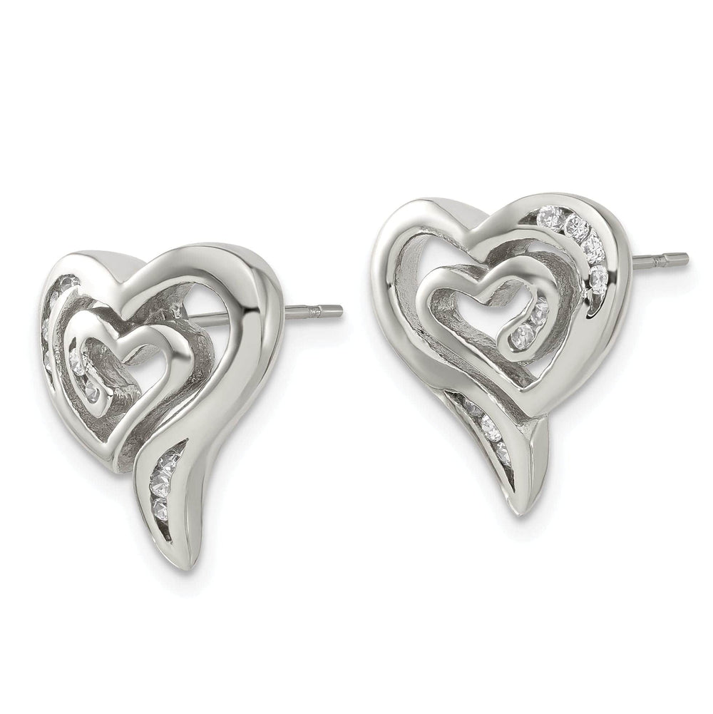 Chisel Earrings Stainless Steel Cubic Zirconia Earrings