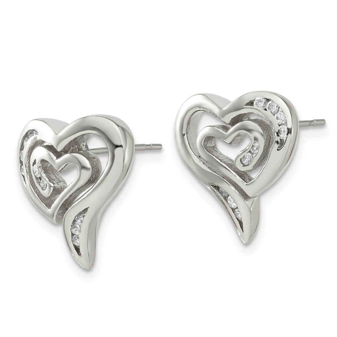 Chisel Earrings Stainless Steel Cubic Zirconia Earrings