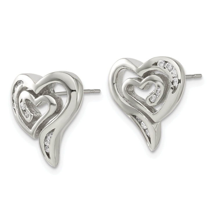 Chisel Earrings Stainless Steel Cubic Zirconia Earrings