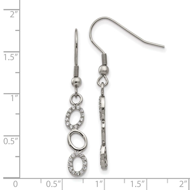 Chisel Earrings Stainless Steel CZ Shepherd Hook Earrings