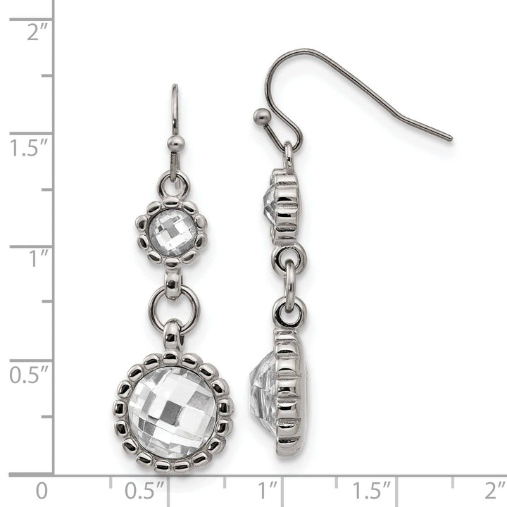 Chisel Earrings Stainless Steel Glass Hook Dangle Earrings