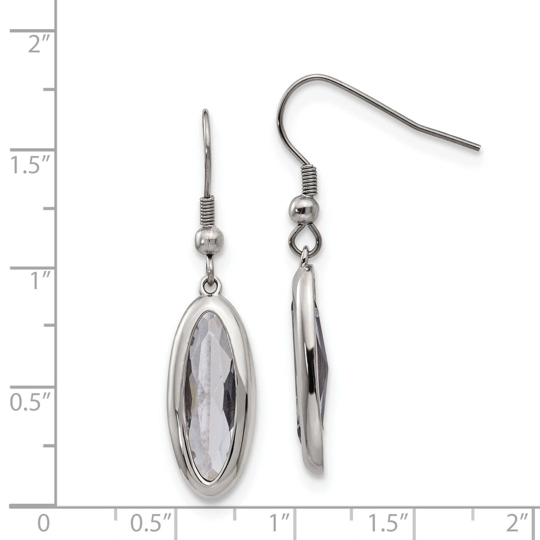 Chisel Earrings Stainless Steel Glass Oval Hook Dangle Earrings