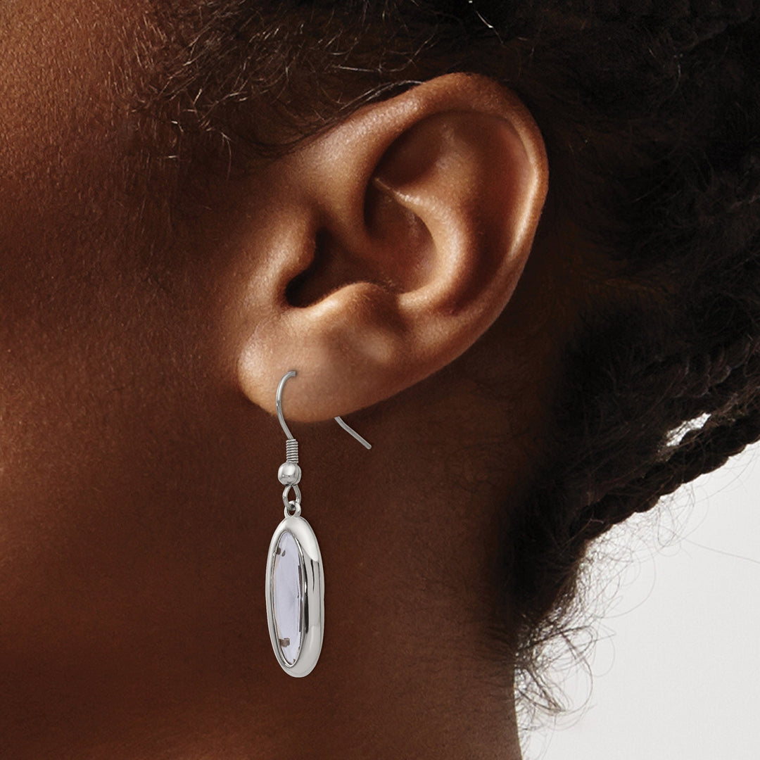 Chisel Earrings Stainless Steel Glass Oval Hook Dangle Earrings