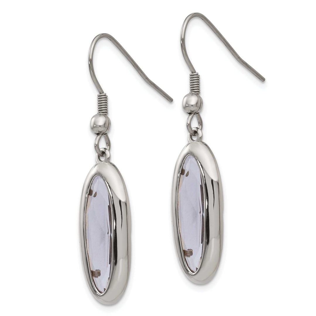 Chisel Earrings Stainless Steel Glass Oval Hook Dangle Earrings