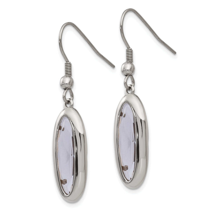 Chisel Earrings Stainless Steel Glass Oval Hook Dangle Earrings