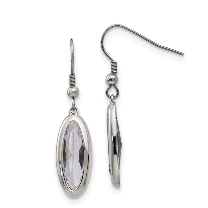 Chisel Earrings Stainless Steel Glass Oval Hook Dangle Earrings