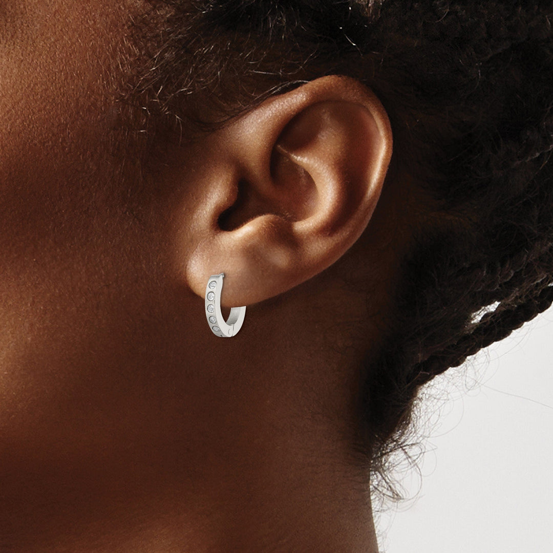 Chisel Earrings Stainless Steel Hinged Hoop Earrings