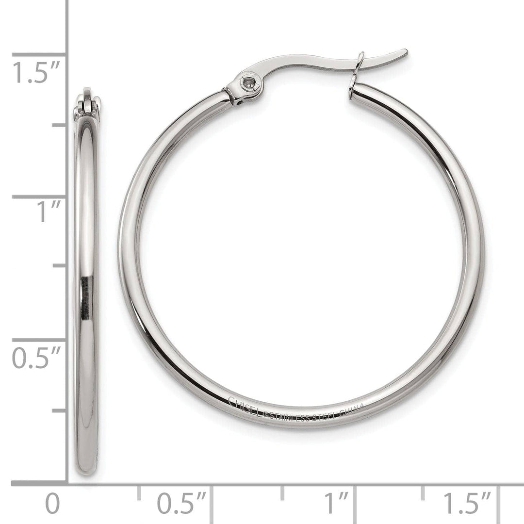 Chisel Earrings Stainless Steel Hoop Earrings 30MM Diameter