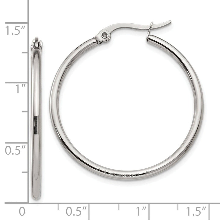 Chisel Earrings Stainless Steel Hoop Earrings 30MM Diameter
