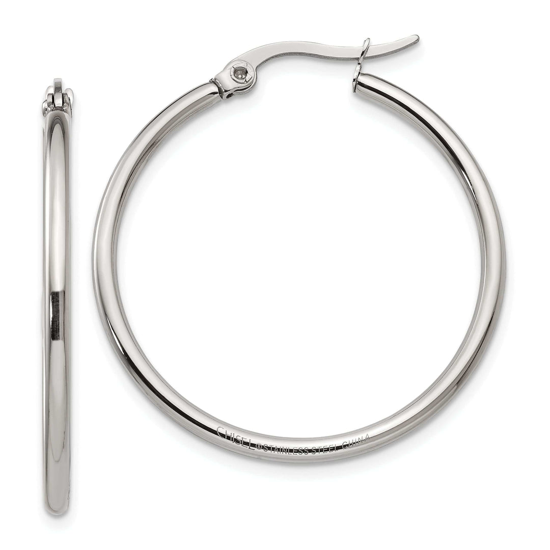 Chisel Earrings Stainless Steel Hoop Earrings 30MM Diameter