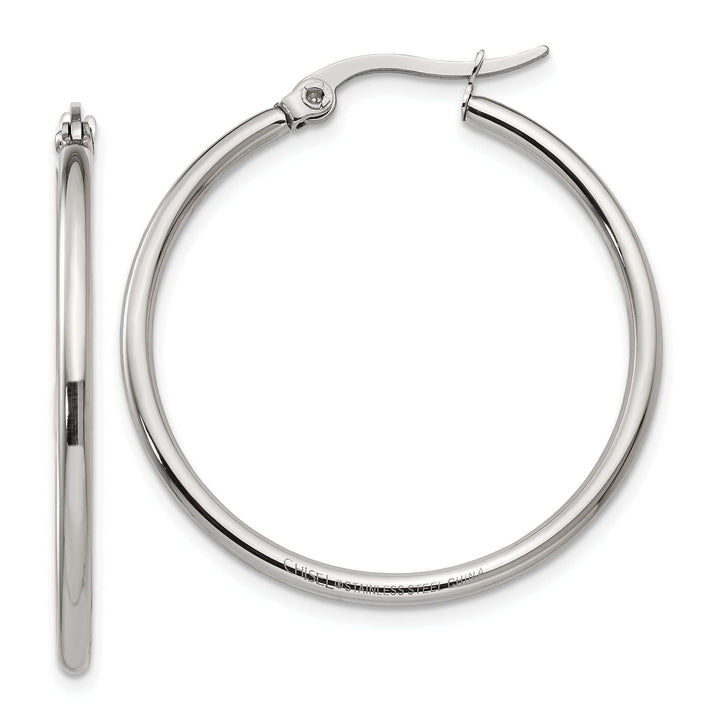 Chisel Earrings Stainless Steel Hoop Earrings 30MM Diameter