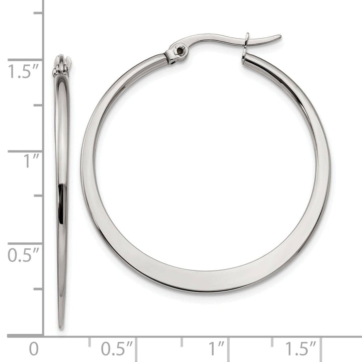 Chisel Earrings Stainless Steel Hoop Earrings 34MM Diameter